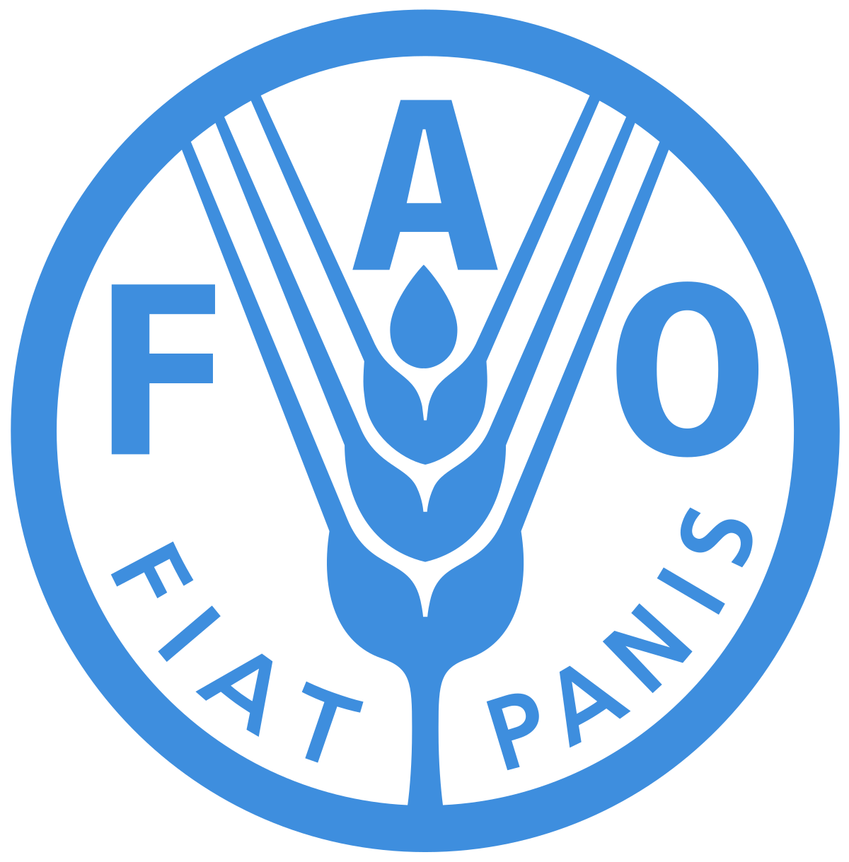 Emblema da FAO com o seu lema latino, Fiat Panis ("Haja po")