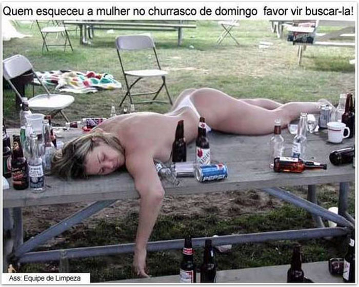 Quem esqueceu a mulher no churrasco de domingo favor vir buscá-la.