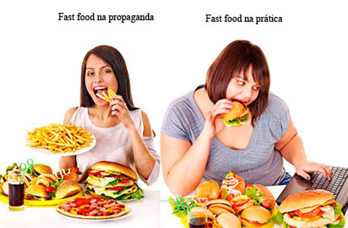 O fast food na propaganda
e
o fast food na prática