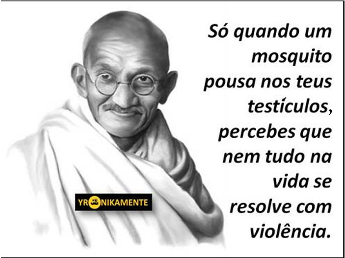 Só quando um mosquito pousa nos teus testículos, 
percebes que nem tudo na vida se resolve com violência.