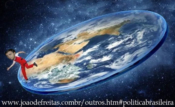 Na beira da terra plana,
 tentando fugir do
o caos que conseguiu criar.