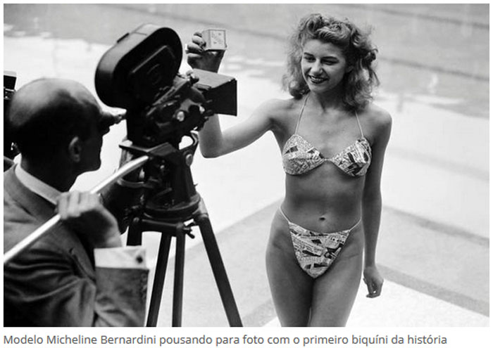 Micheline Bernardini dentro do primeiro biquíni, em 1946