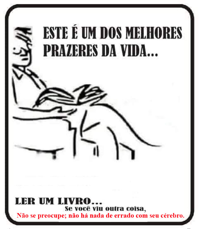 Um dos maiores prazeres da vida:
ler um livro.
Se você viu outra coisa,
não se preocupe; não há nada de errado com seu cérebro.